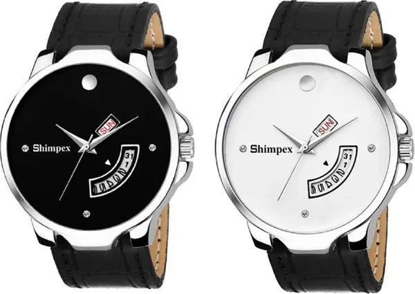 Premium_Watches_Black_Genuine_Leather_Boys_Waterproof_With_A_One_Year_Warranty_Day_And_Date_Analog