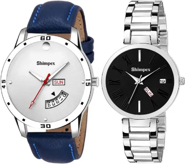 Premium_Watches_Black_White_Metal_Genuine_Leather_Couple_Waterproof_With_A_One_Year_Warranty_Day_And_Date_Analog