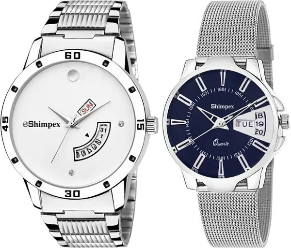 Premium_Watches_Blue_White_Metal_Couple_Waterproof_With_A_One_Year_Warranty_Day_And_Date_Analog