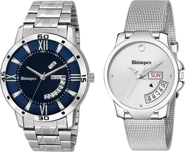 Premium_Watches_White_Genuine_Leather_Metal_Couple_Waterproof_With_A_One_Year_Warranty_Day_And_Date_Analog