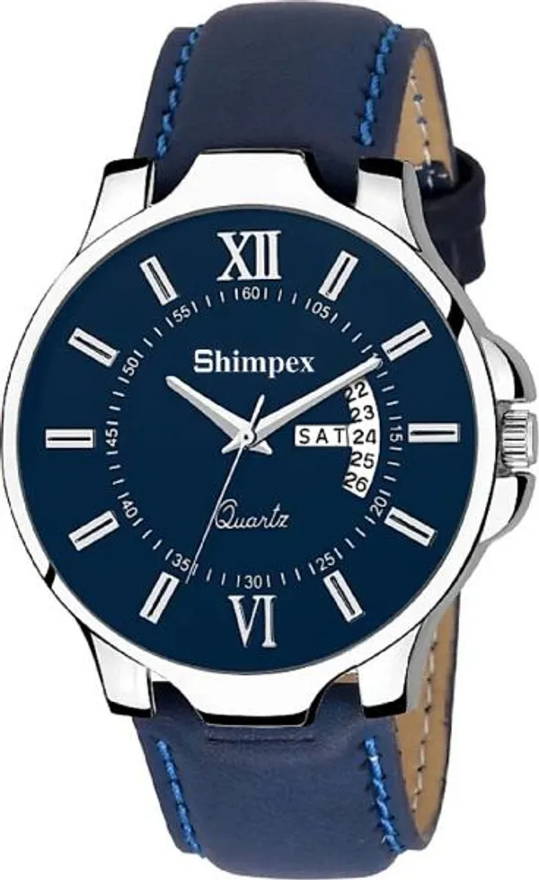 Premium_Watches_Blue_Genuine_Leather_Boys_Waterproof_With_A_One_Year_Warranty_Day_And_Date_Analog