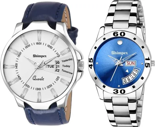 Premium_Watches_White_Genuine_Leather_Metal_Couple_Waterproof_With_A_One_Year_Warranty_Day_And_Date_Analog