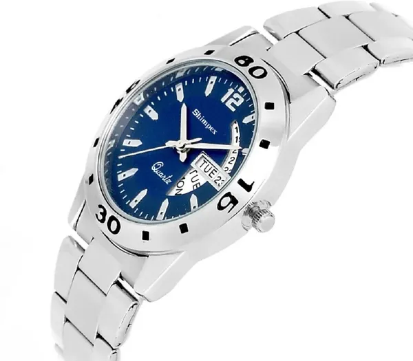 Premium_Watches_Blue_Stainless_Steel_Girls_Waterproof_With_A_One_Year_Warranty_Day_And_Date_Analog