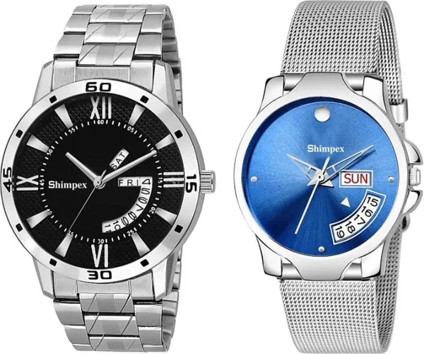 Premium_Watches_Multicolor_Genuine_Leather_Metal_Couple_Waterproof_With_A_One_Year_Warranty_Day_And_Date_Analog