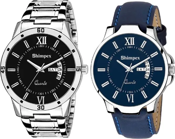 Premium_Watches_Black_Genuine_Leather_Boys_Waterproof_With_A_One_Year_Warranty_Day_And_Date_Analog
