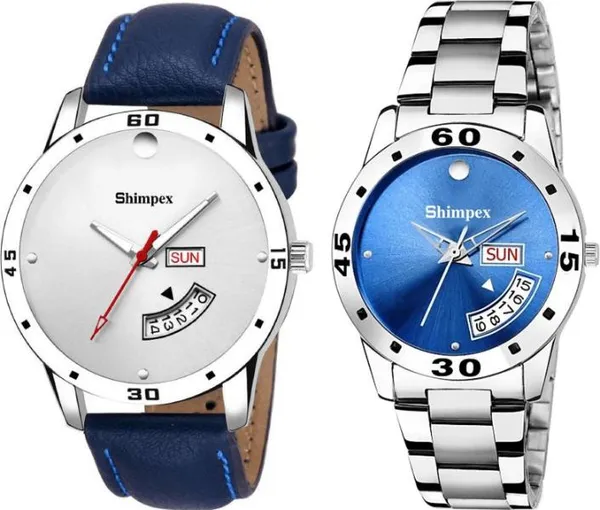 Premium_Watches_White_Genuine_Leather_Metal_Couple_Waterproof_With_A_One_Year_Warranty_Day_And_Date_Analog