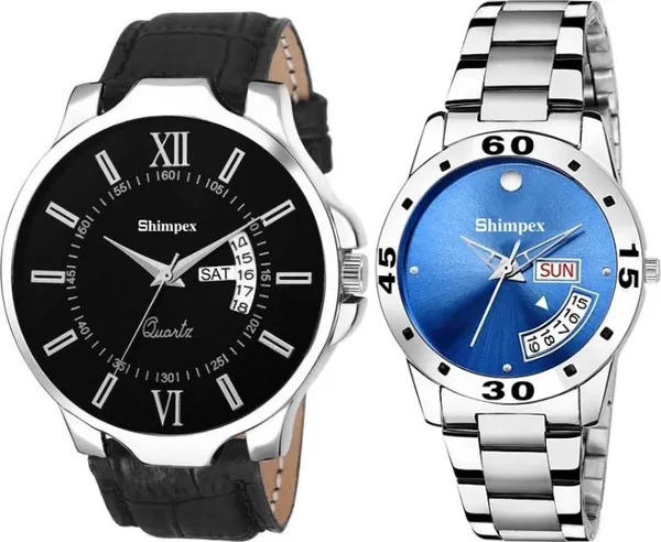 Premium_Watches_Blue_Metal_Couple_Waterproof_With_A_One_Year_Warranty_Day_And_Date_Analog