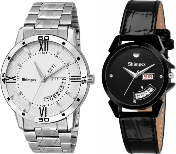 Premium_Watches_Black_Genuine_Leather_Couple_Waterproof_With_A_One_Year_Warranty_Day_And_Date_Analog