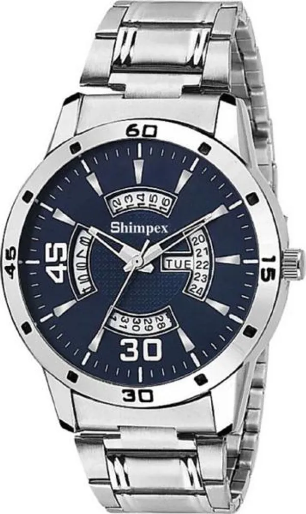 Premium_Watches_Blue_Stainless_Steel_Girls_Waterproof_With_A_One_Year_Warranty_Day_And_Date_Analog