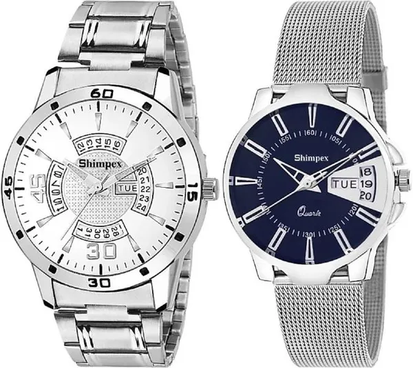 Premium_Watches_Blue_Metal_Couple_Waterproof_With_A_One_Year_Warranty_Day_And_Date_Analog