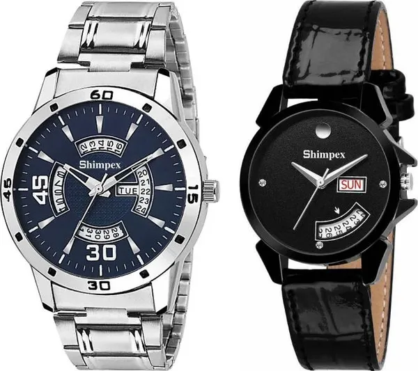 Premium_Watches_Blue_Black_Stainless_Steel_Genuine_Leather_Men_Waterproof_With_A_One_Year_Warranty_Day_And_Date_Analog