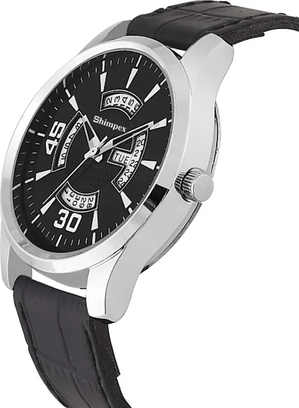 Premium_Watches_Black_Genuine_Leather_Boys_Waterproof_With_A_One_Year_Warranty_Day_And_Date_Analog