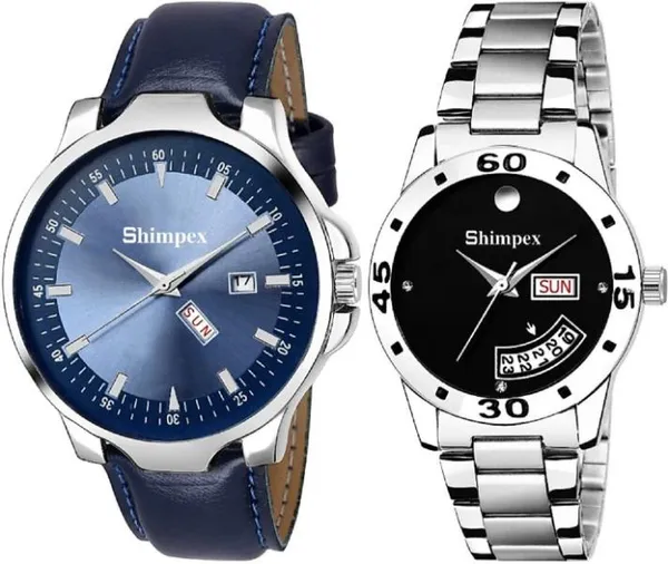 Premium_Watches_Blue_Black_Metal_Genuine_Leather_Men_&_Women_Waterproof_With_A_One_Year_Warranty_Day_And_Date_Analog