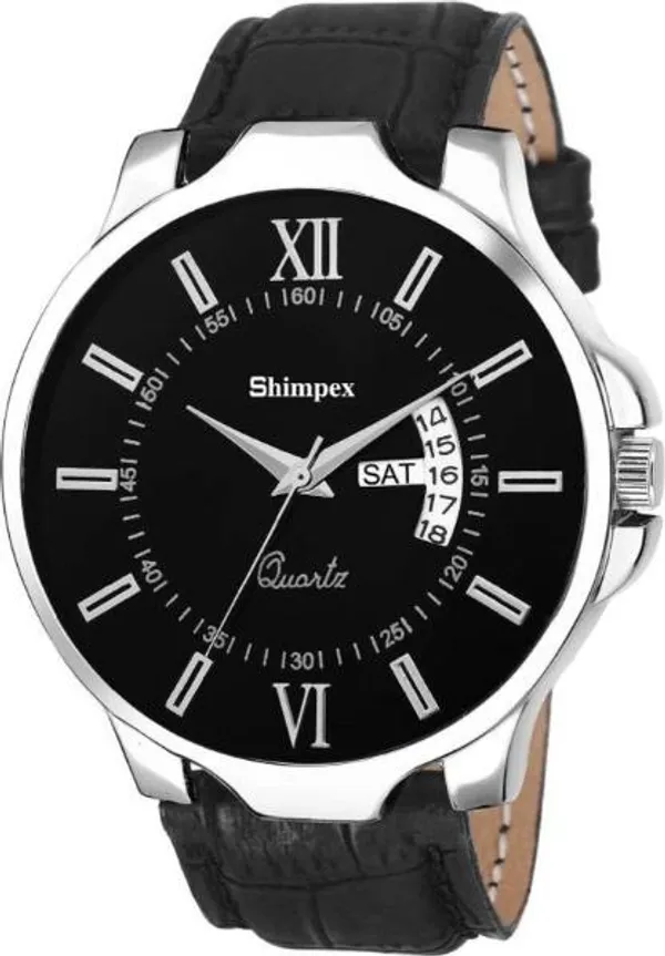 Premium_Watches_Black_Genuine_Leather_Men_Waterproof_With_A_One_Year_Warranty_Day_And_Date_Analog