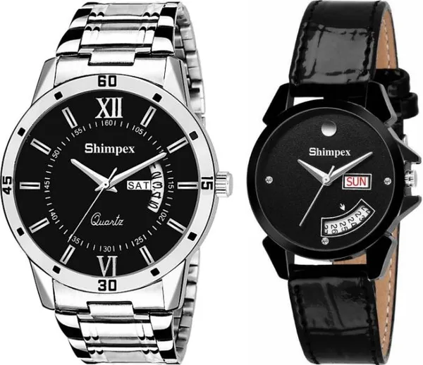 Premium_Watches_Black_Genuine_Leather_Couple_Waterproof_With_A_One_Year_Warranty_Day_And_Date_Analog