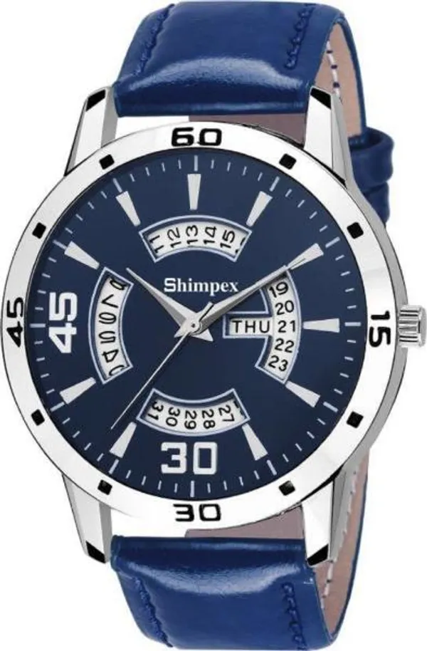 Premium_Watches_Blue_Genuine_Leather_Girls_Waterproof_With_A_One_Year_Warranty_Day_And_Date_Analog