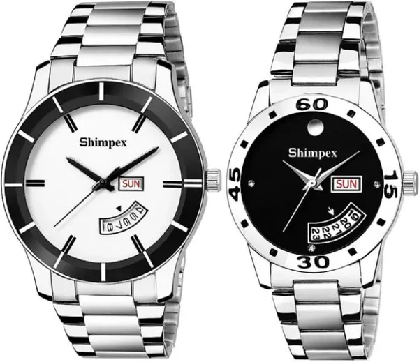 Premium_Watches_Black_White_Metal_Men_&_Women_Waterproof_With_A_One_Year_Warranty_Day_And_Date_Analog