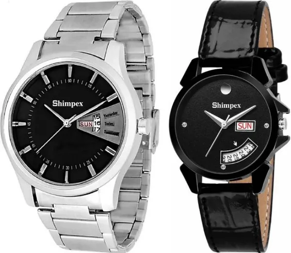 Premium_Watches_Black_Genuine_Leather_Couple_Waterproof_With_A_One_Year_Warranty_Day_And_Date_Analog