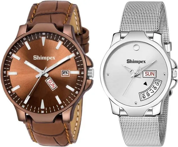 Premium_Watches_White_Genuine_Leather_Metal_Couple_Waterproof_With_A_One_Year_Warranty_Day_And_Date_Analog
