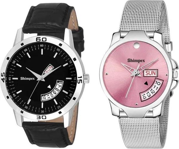 Premium_Watches_White_Genuine_Leather_Metal_Couple_Waterproof_With_A_One_Year_Warranty_Day_And_Date_Analog