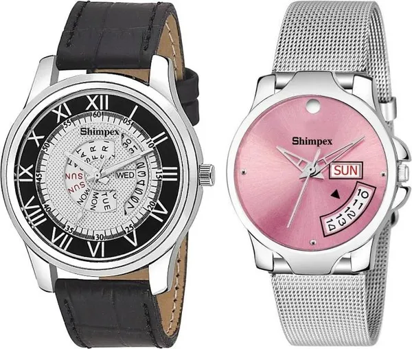 Premium_Watches_Multicolor_Genuine_Leather_Metal_Couple_Waterproof_With_A_One_Year_Warranty_Day_And_Date_Analog