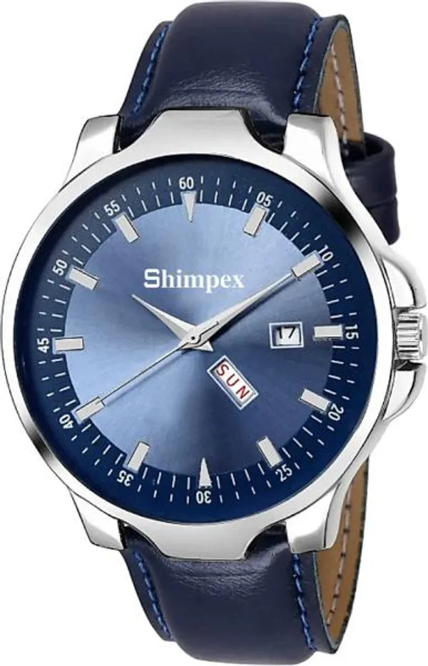 Shimpex_Good_Quality__Watches_Blue_Genuine_Leather_Boys_Waterproof_With_A_One_Year_Warranty_Day_And_Date_Analog