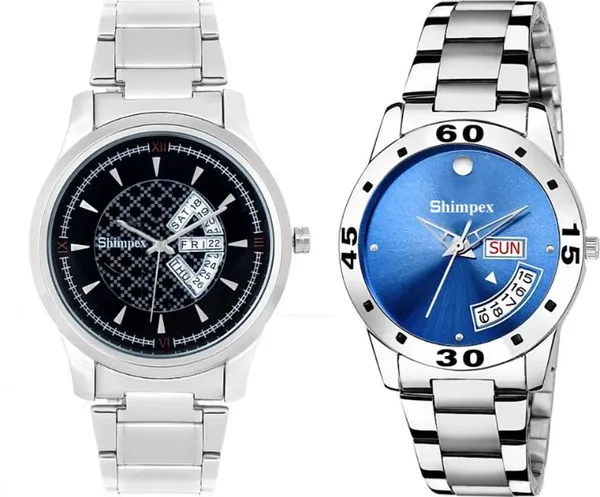 Premium_Watches_Blue_Metal_Couple_Waterproof_With_A_One_Year_Warranty_Day_And_Date_Analog