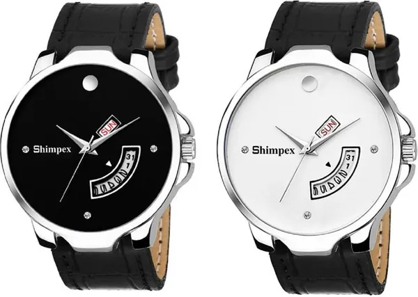 Premium_Watches_Black_Genuine_Leather_Boys_Waterproof_With_A_One_Year_Warranty_Day_And_Date_Analog