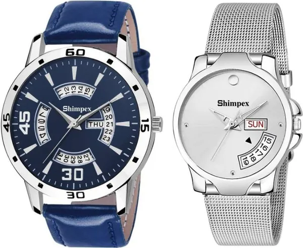 Premium_Watches_White_Genuine_Leather_Metal_Couple_Waterproof_With_A_One_Year_Warranty_Day_And_Date_Analog