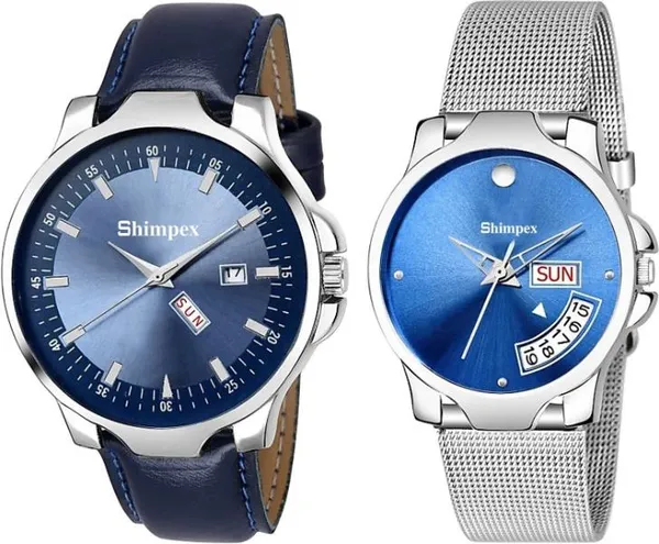 Premium_Watches_Blue_Metal_Couple_Waterproof_With_A_One_Year_Warranty_Day_And_Date_Analog