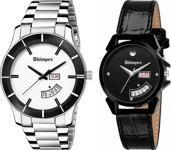 Premium_Watches_White_Black_Stainless_Steel_Genuine_Leather_Couple_Waterproof_With_A_One_Year_Warranty_Day_And_Date_Analog