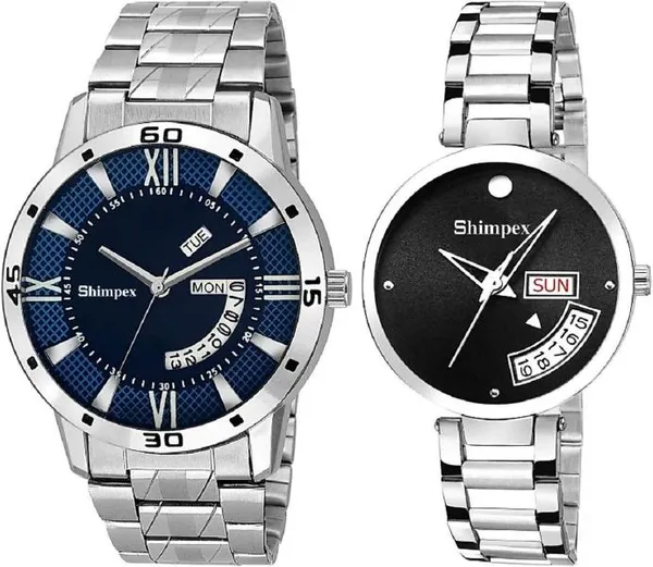 Premium_Watches_Multicolor_Metal_Couple_Waterproof_With_A_One_Year_Warranty_Day_And_Date_Analog