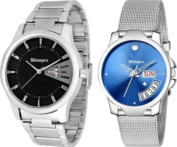 Premium_Watches_White_Genuine_Leather_Metal_Couple_Waterproof_With_A_One_Year_Warranty_Day_And_Date_Analog