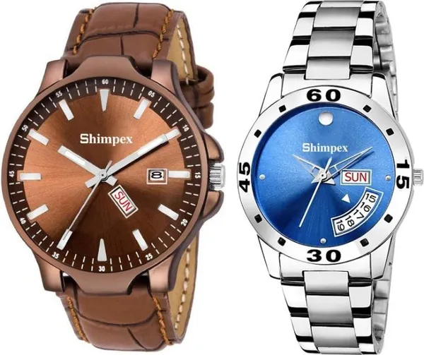 Premium_Watches_Blue_Metal_Couple_Waterproof_With_A_One_Year_Warranty_Day_And_Date_Analog