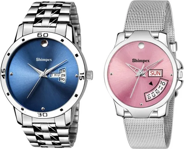 Premium_Watches_White_Genuine_Leather_Metal_Couple_Waterproof_With_A_One_Year_Warranty_Day_And_Date_Analog