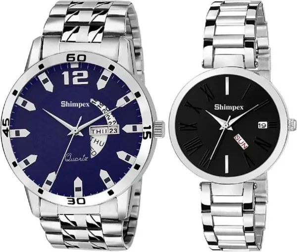 Premium_Watches_Black_Blue_Metal_Couple_Waterproof_With_A_One_Year_Warranty_Day_And_Date_Analog