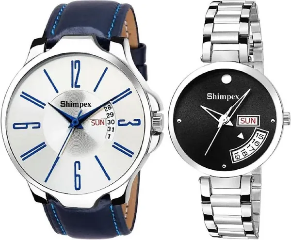 Premium_Watches_Multicolor_Genuine_Leather_Metal_Couple_Waterproof_With_A_One_Year_Warranty_Day_And_Date_Analog