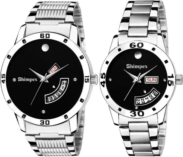 Premium_Watches_Black_Metal_Men_&_Women_Waterproof_With_A_One_Year_Warranty_Day_And_Date_Analog