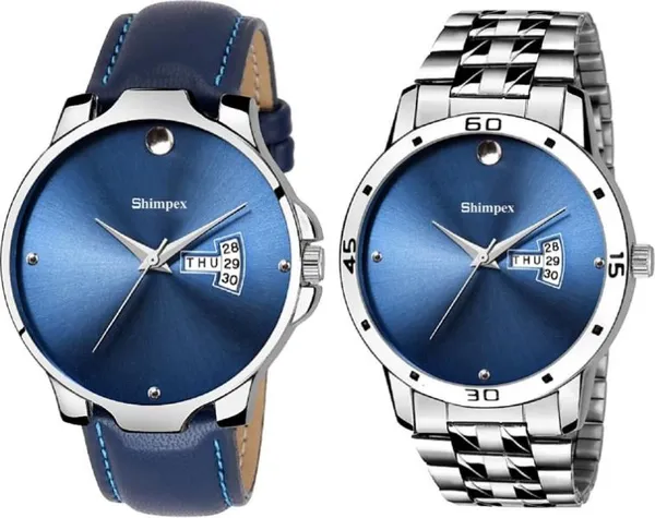 Premium_Watches_Blue_Genuine_Leather_Stainless_Steel_Men_Waterproof_With_A_One_Year_Warranty_Day_And_Date_Analog
