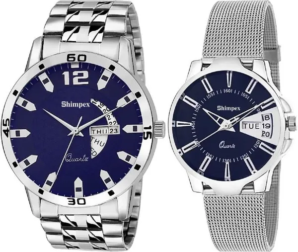 Premium_Watches_Blue_Metal_Couple_Waterproof_with_a_one-year_warranty
