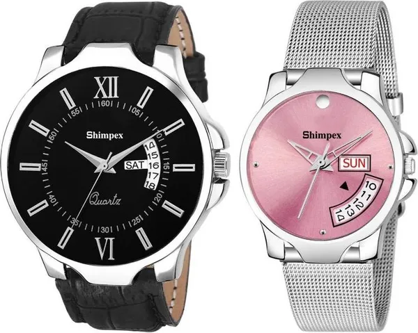 Premium_Watches_White_Genuine_Leather_Metal_Couple_Waterproof_With_A_One_Year_Warranty_Day_And_Date_Analog