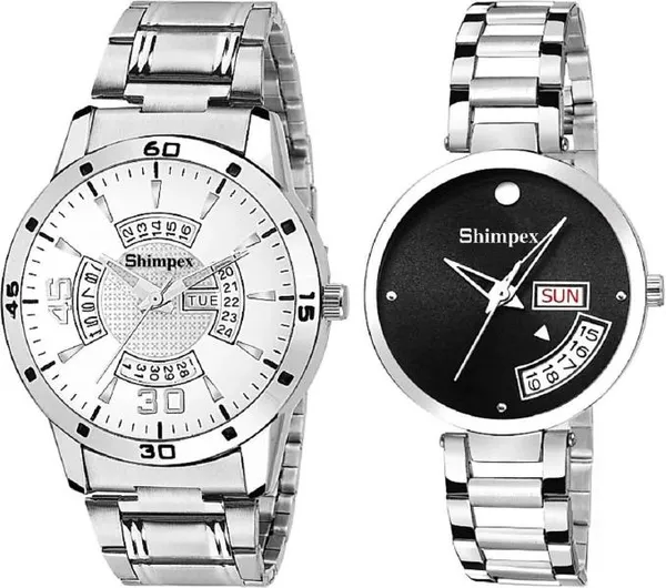 Premium_Watches_Black_White_Metal_Couple_Waterproof_With_A_One_Year_Warranty_Day_And_Date_Analog