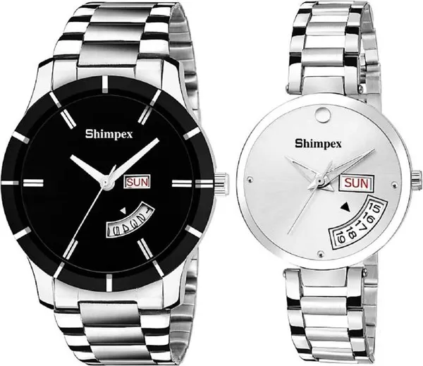 Premium_Watches_Black_White_Metal_Couple_Waterproof_With_A_One_Year_Warranty_Day_And_Date_Analog