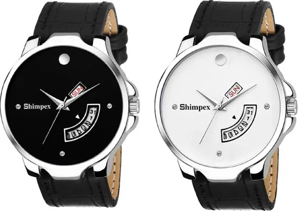 Premium_Watches_White_Genuine_Leather_Boys_Waterproof_With_A_One_Year_Warranty_Day_And_Date_Analog