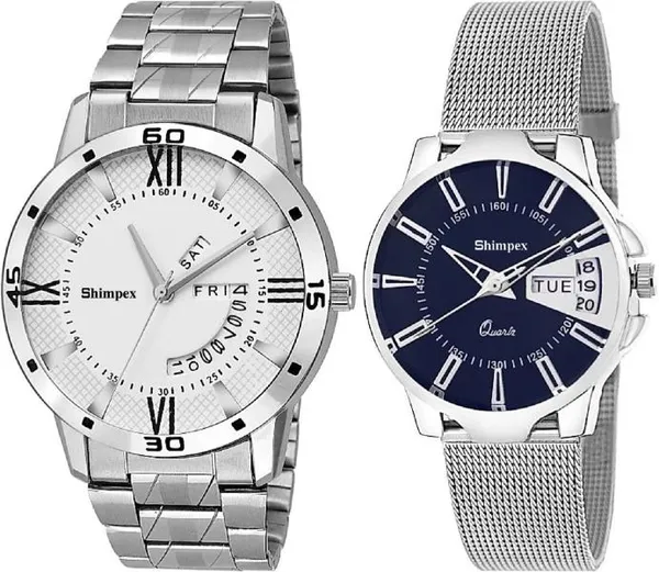 Premium_Watches_Blue_White_Metal_Couple_Waterproof_With_A_One_Year_Warranty_Day_And_Date_Analog