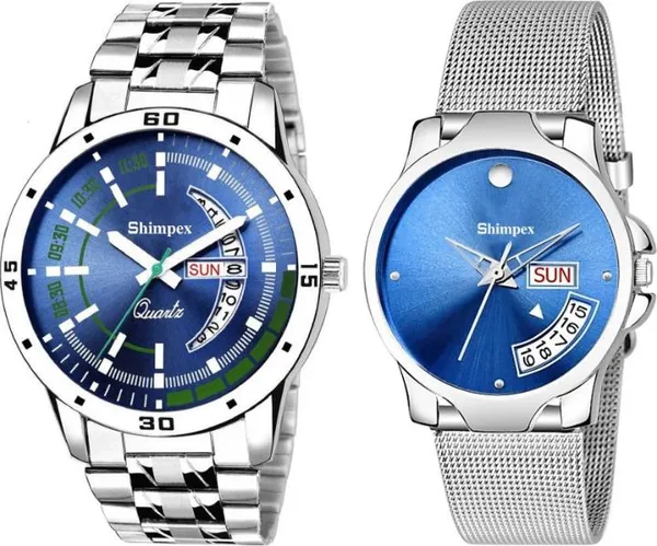Premium_Watches_Blue_Metal_Men_&_Women_Waterproof_With_A_One_Year_Warranty_Day_And_Date_Analog