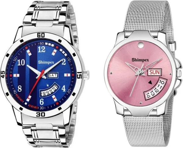 Premium_Watches_Pink_Metal_Couple_Waterproof_With_A_One_Year_Warranty_Day_And_Date_Analog