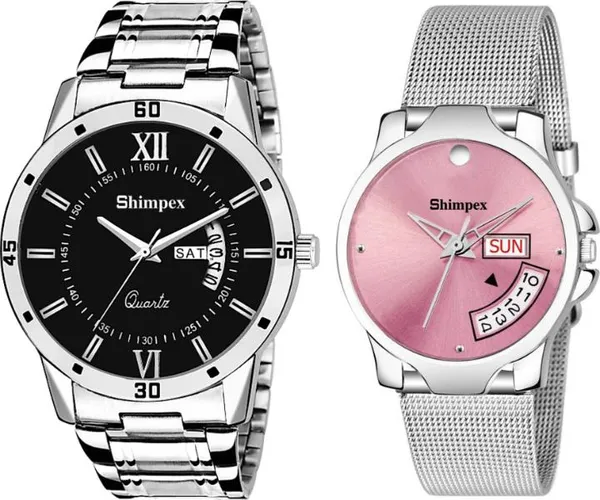Shimpex_Good_Quality__Watches_Black_Pink_Metal_Couple_Waterproof_With_A_One_Year_Warranty_Day_And_Date_Analog
