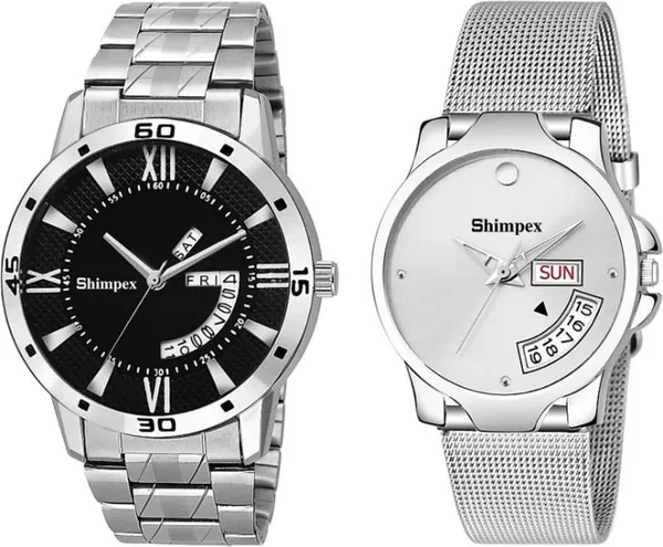 Premium_Watches_White_Genuine_Leather_Metal_Couple_Waterproof_With_A_One_Year_Warranty_Day_And_Date_Analog
