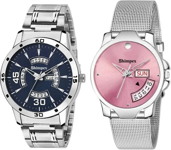 Premium_Watches_Pink_Metal_Couple_Waterproof_With_A_One_Year_Warranty_Day_And_Date_Analog